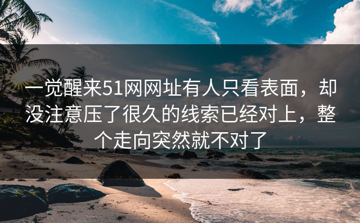 一觉醒来51网网址有人只看表面，却没注意压了很久的线索已经对上，整个走向突然就不对了